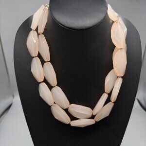 Vintage Necklace Peach-Colored Lucite Bead Necklace Gold-Tone Accents